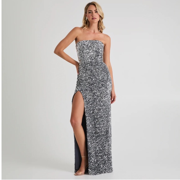 Helsi Dresses & Skirts - LOLA Glamorous Strapless Silver Sequin Dress
